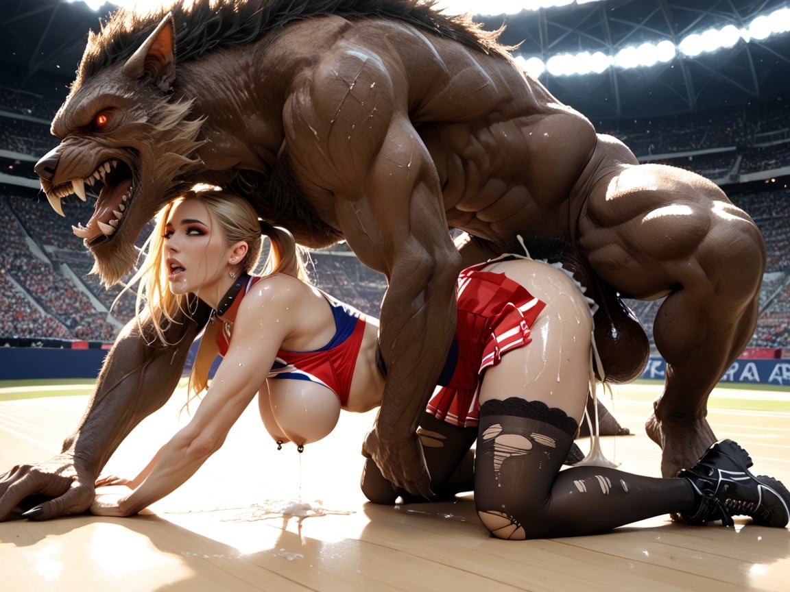 Arch Back, Cum Dripping On Thigh, Stadium Stand AI Porn