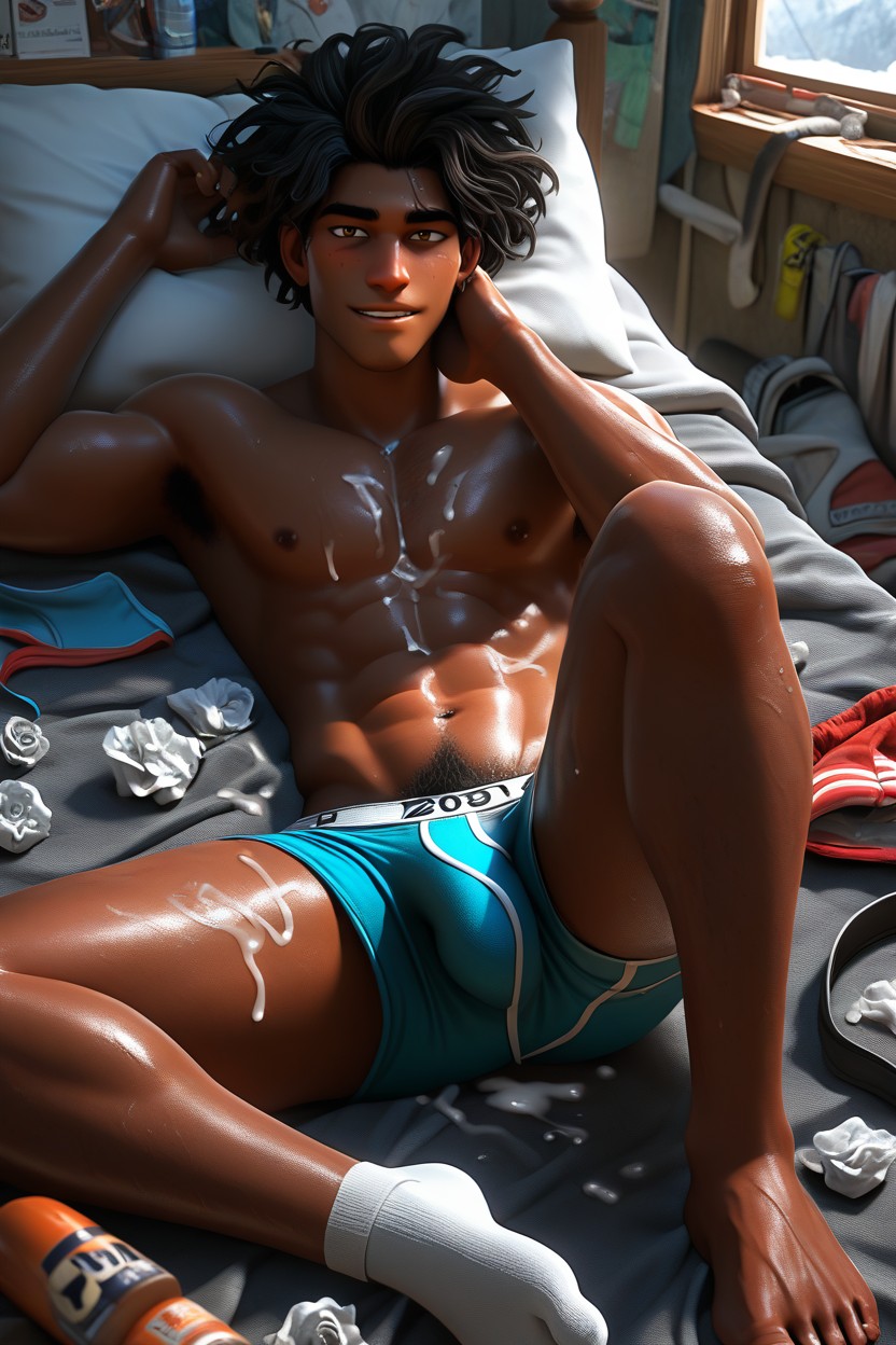 Lanky Gaunt Body, Smelling Boxers, Ebony Skin AI Gay Porn