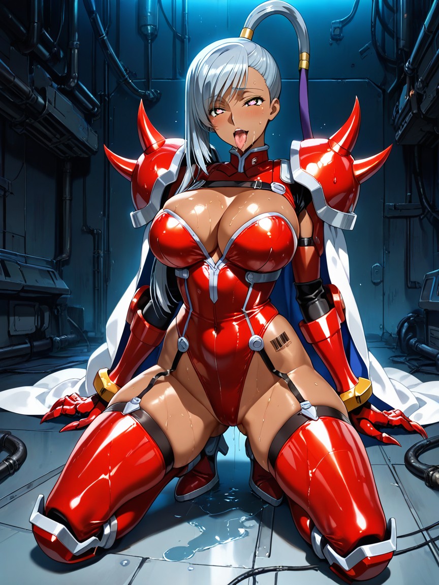 Long Silver Hair, Wet Body, Full Body Hentai AI Porn