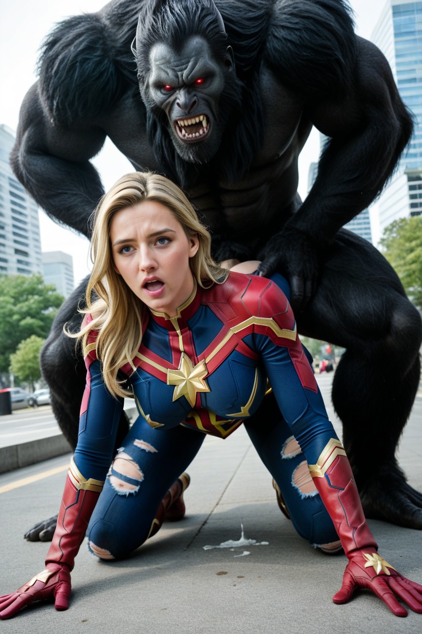 Giant Massive Beast Grabs The Woman, City, Ultra Giant Beast Porn AI Porn