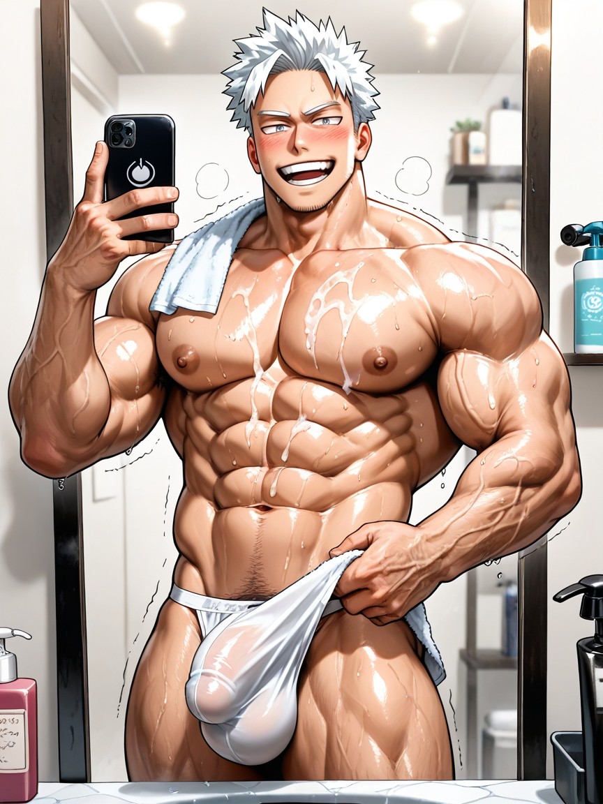 Cellphone, Holding Phone, Navel AI Gay Porn