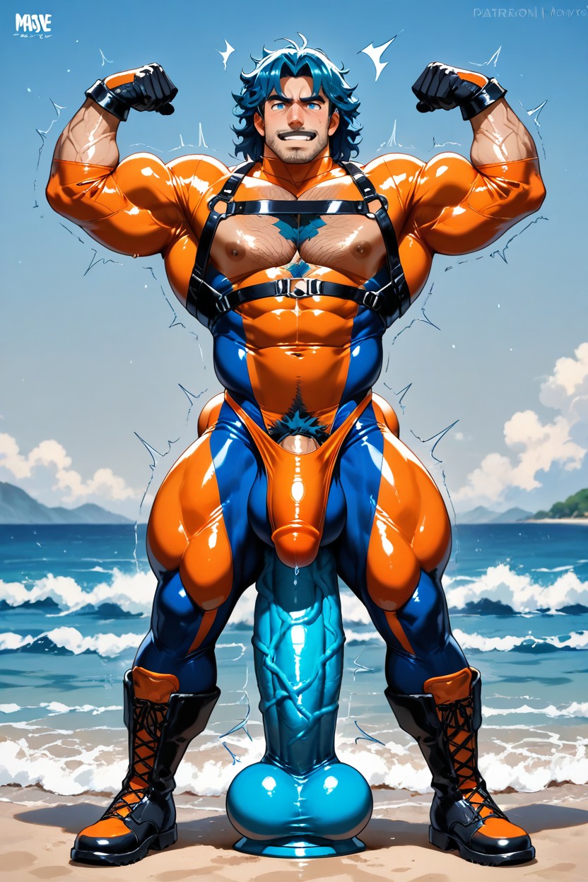 Full Body Form Fitting Suit, Happy Trail Hair, Full Body AI Gay Porn