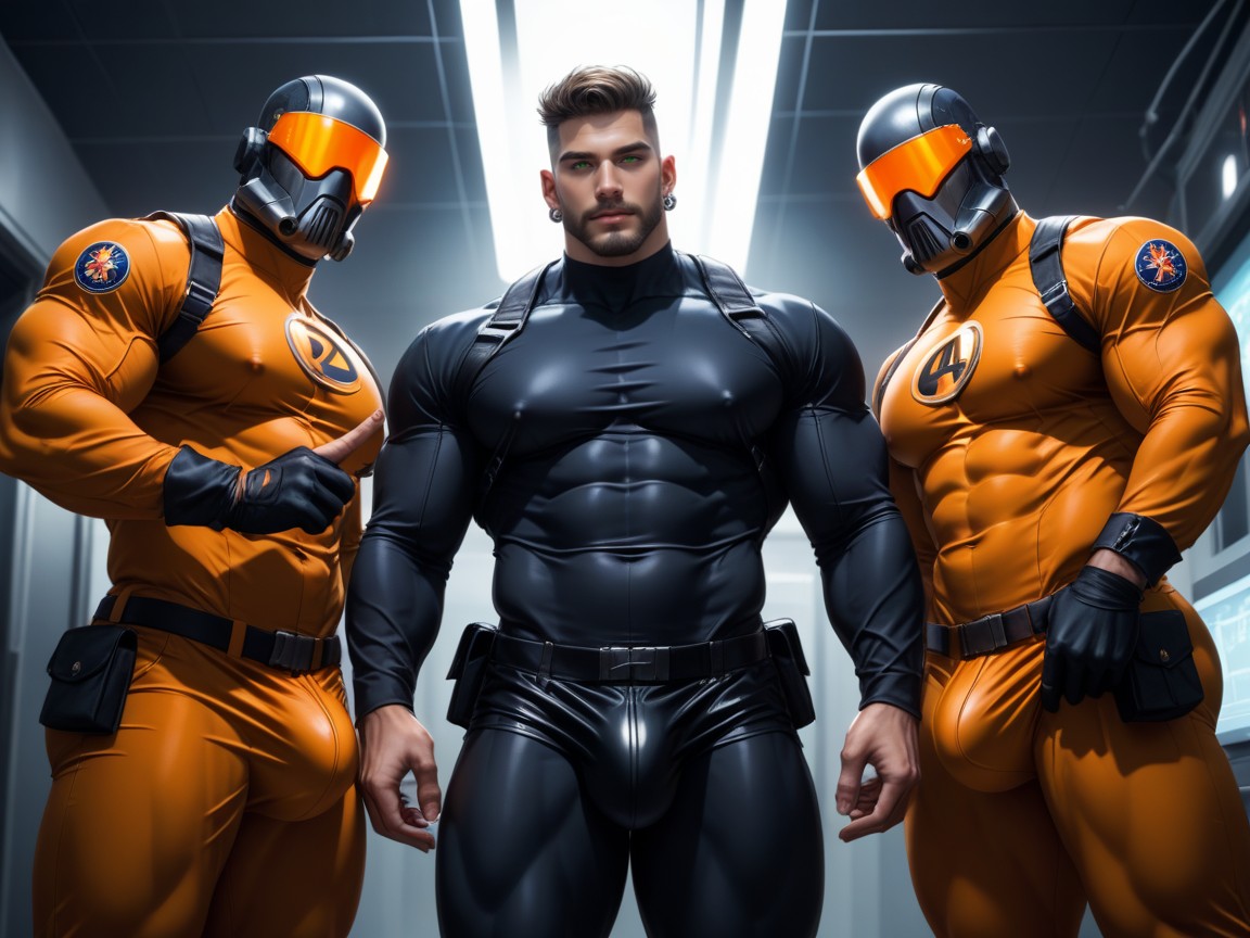 Harem, Full Thick Beard, Skintight Clothing AI Gay Porn