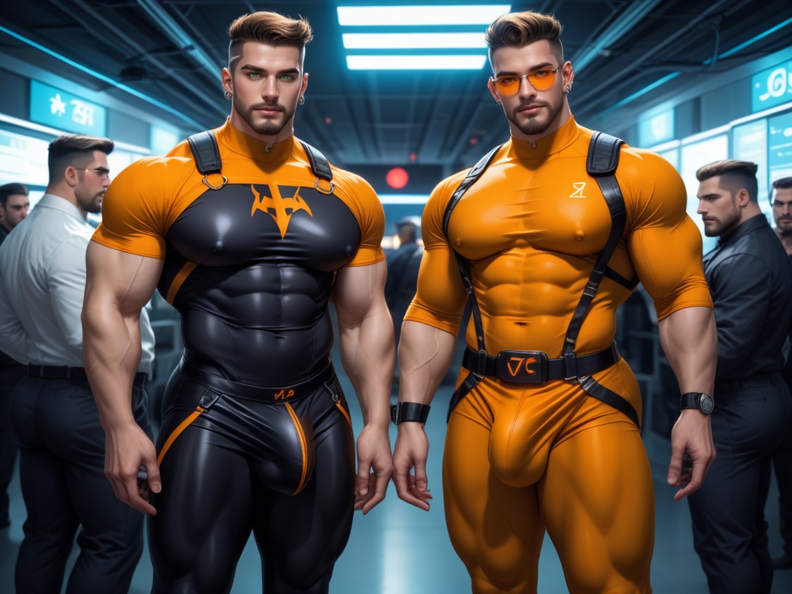 Brown Buzzcut Fade, Sleek Visor Glasses, Many Clones That Look Like Gordon Freeman From Half-life Game Porno gay IA