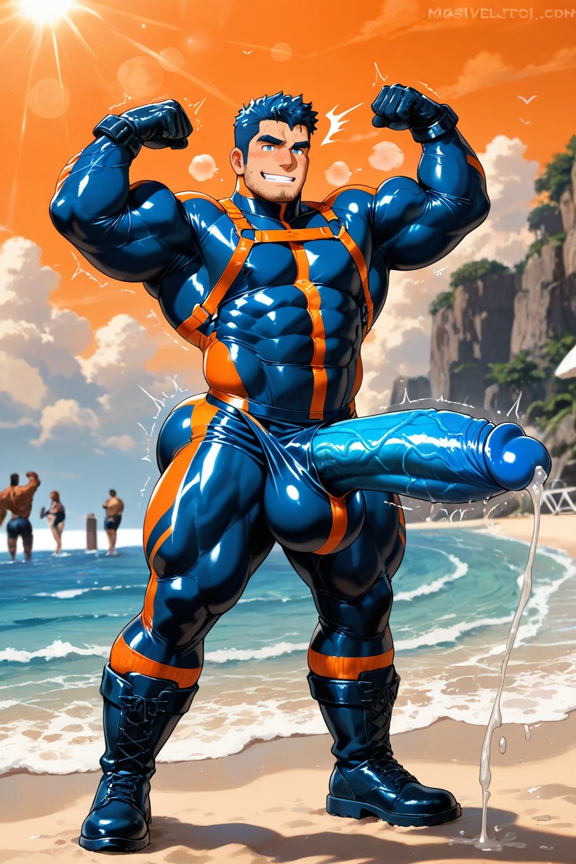 Full Body, Muscular Men, Happy Trail Hair AI Gay Porn