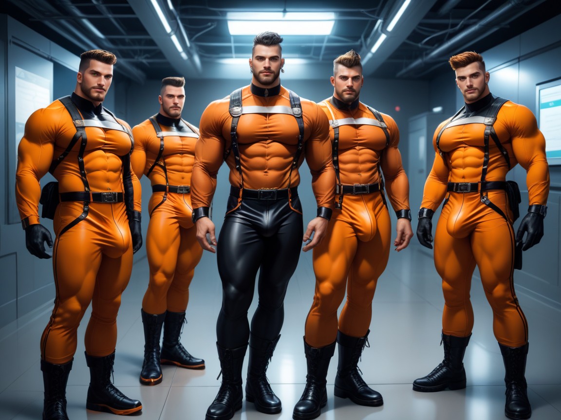 Huge Veiny Bulge, Gay, Background Is An Underground Government Research Laboratory AI Gay Porn