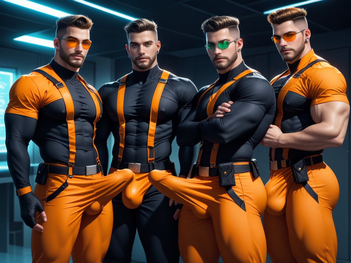 Bodysuit Is Extremely Form Fitting, Outline Of Huge Veiny Cock Showing Through Thong, Cosplay AI Gay Porn