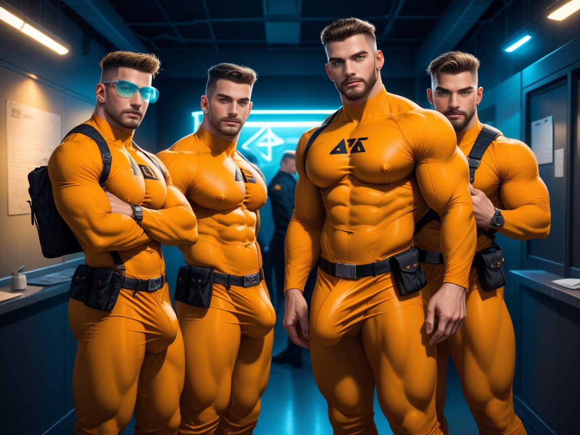 All Clones Have Beards, Very Muscular, Huge Veiny Bulge AI Gay Porn