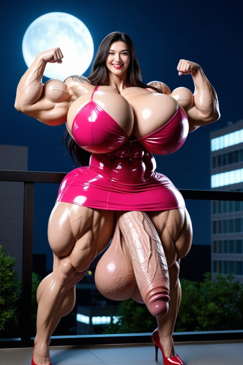 Shiny Latex Clothing, White Shiny Heels, Huge Muscular Ass AI国产黄片