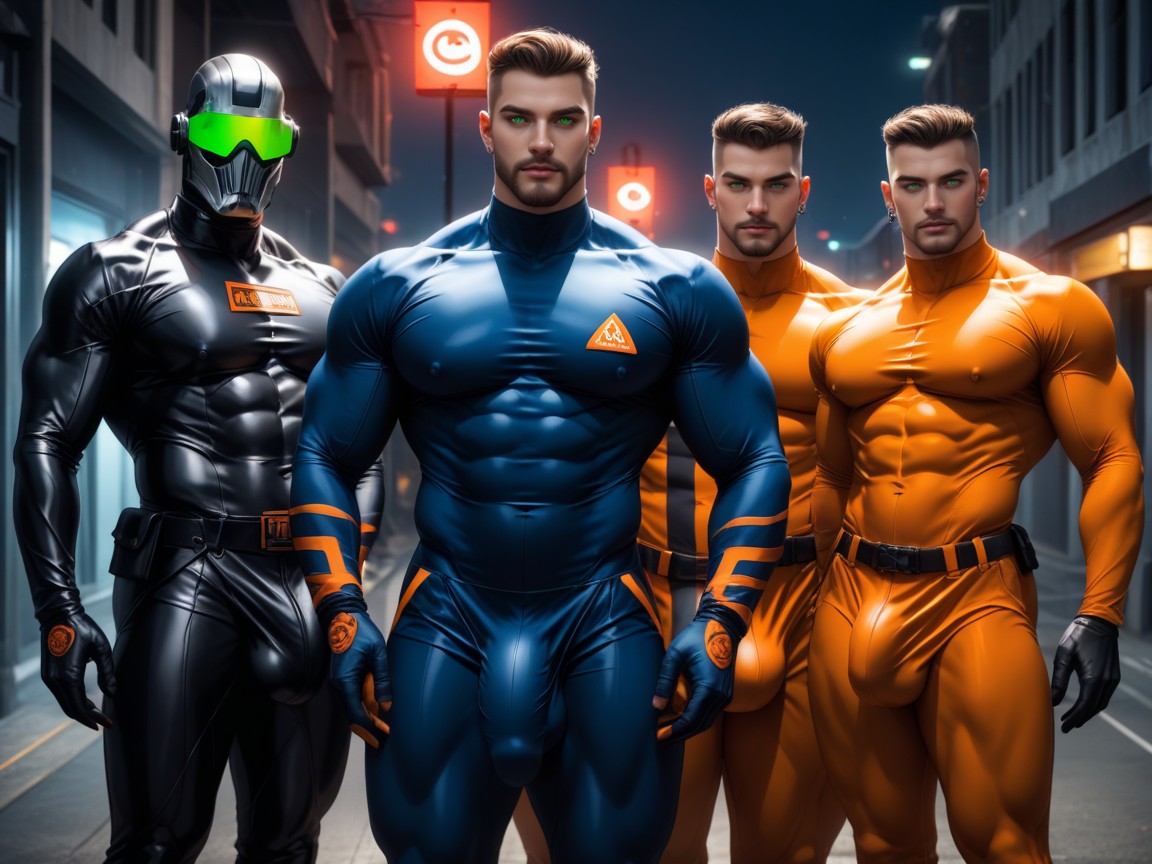 Massive Pecs And Ass, Harem, Some Clones Face Front AI Gay Porn