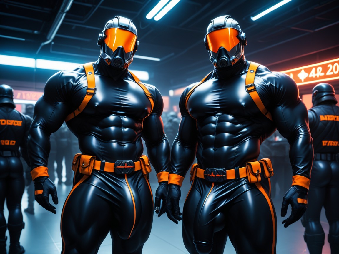 Gigantic Cocks Under Clothing, Aggressive, Sleek Visor Glasses AI Gay Porn