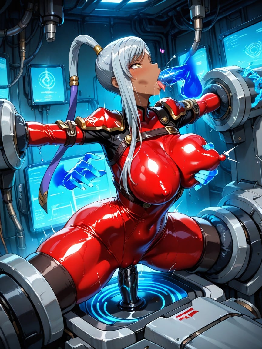Heart-shaped Pupils In Eyes, With Intense Ahegao Face, Stationary Restraints Hentai AI Porn