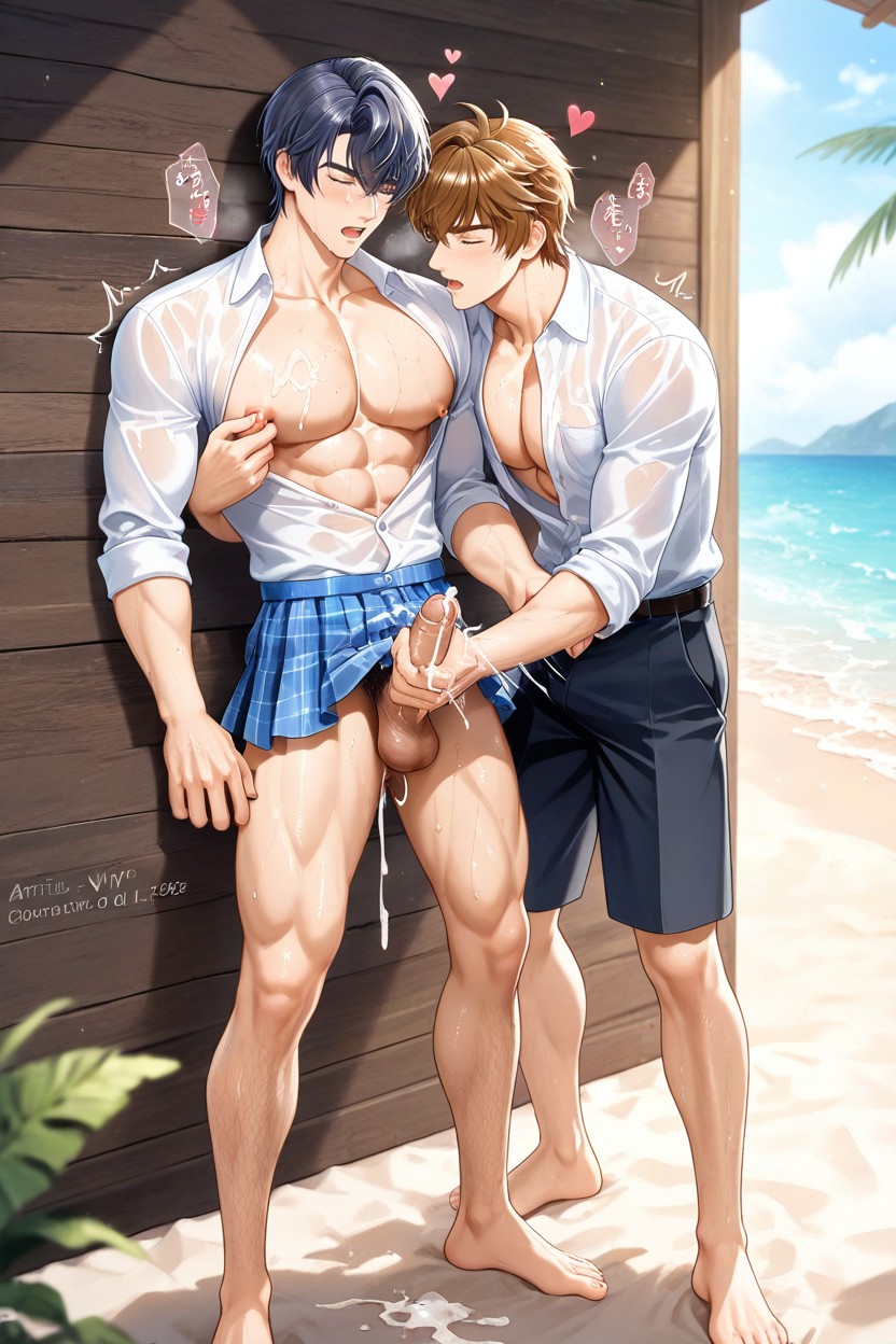 Sweaty, Threesome, Hearts AI Gay Porn