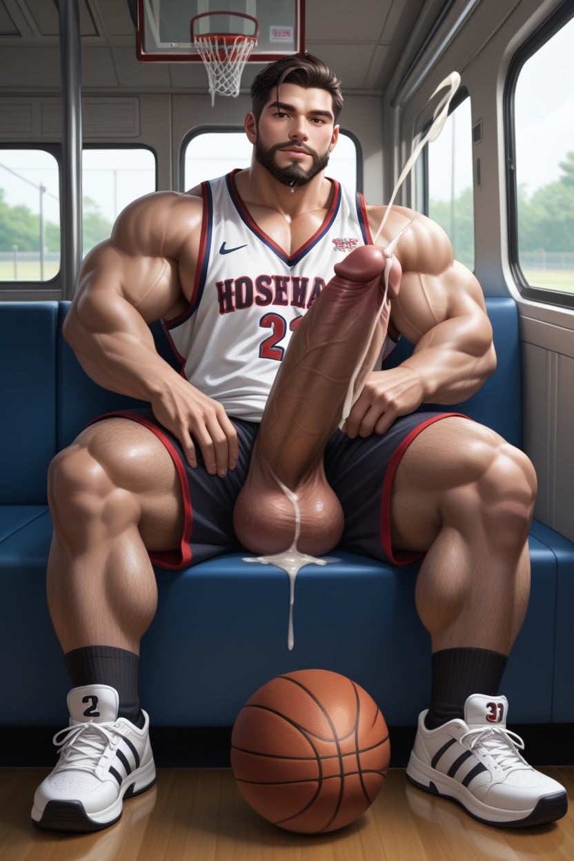 Reclining, Enormous Penis, Beard AI Gay Porn