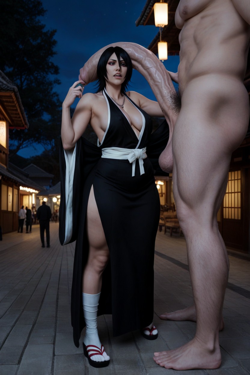 Woman Looking At Penis, Monster Weird Cock, Cock Crooked Sideways AI Porn
