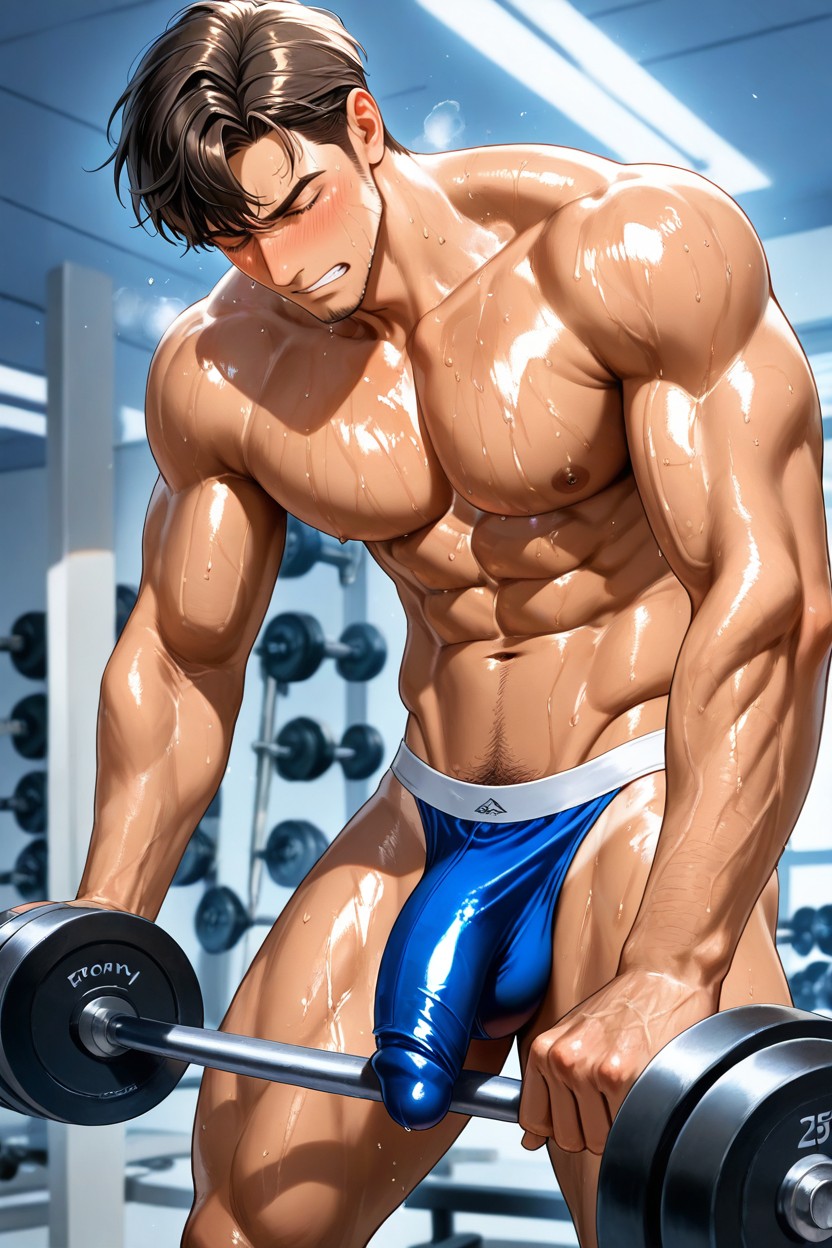 Uncensored, Fit, Dumbbells AI Gay Porn