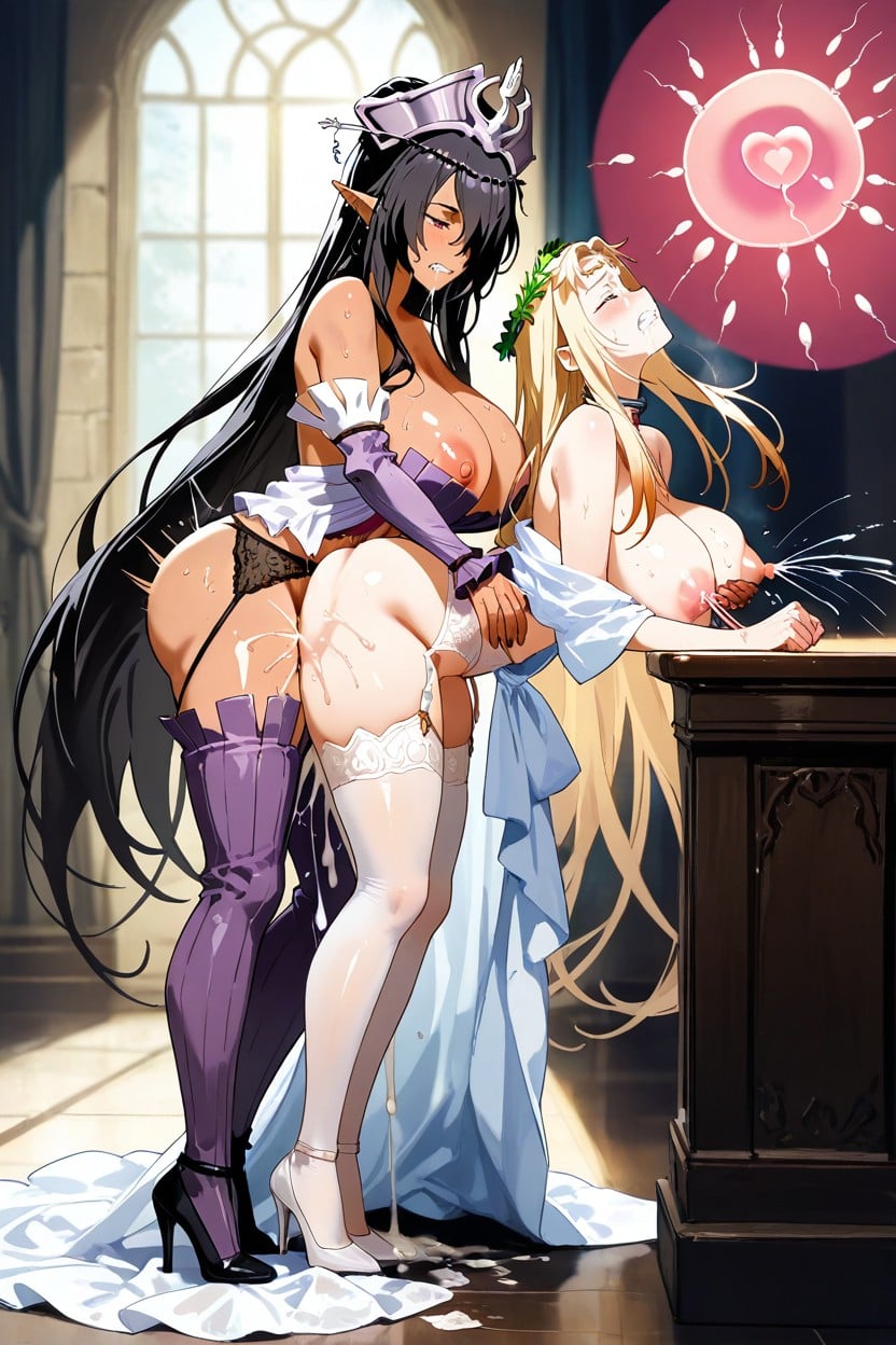 Open White Shirt Bra On Underneath, Large Breast, 2 People Hentai AI Porn