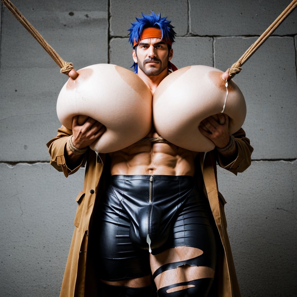 Handsome Face, Big Arms, Blue Hair AI Gay Porn