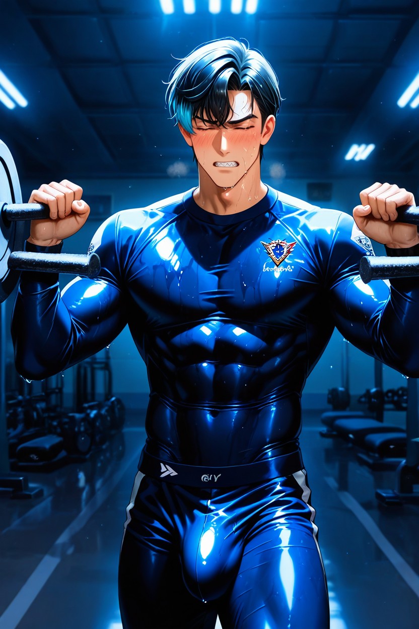 Tanning Lines, Bicep Curl Movement, Gym Location AI Gay Porn