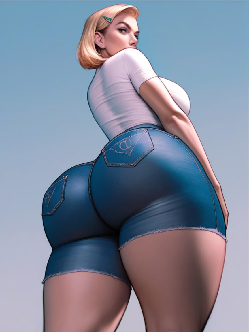 Super Sexy Face, Complete Back View, She Looking At Her Ass AI Porn