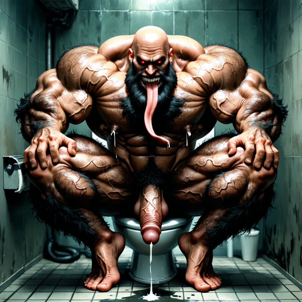 Extreme Hairy Chest, Bald, On Tiptoes AI Gay Porn