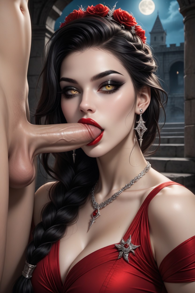Perfect Breasts, Low Candle Light, Hourglass Body AI Porn