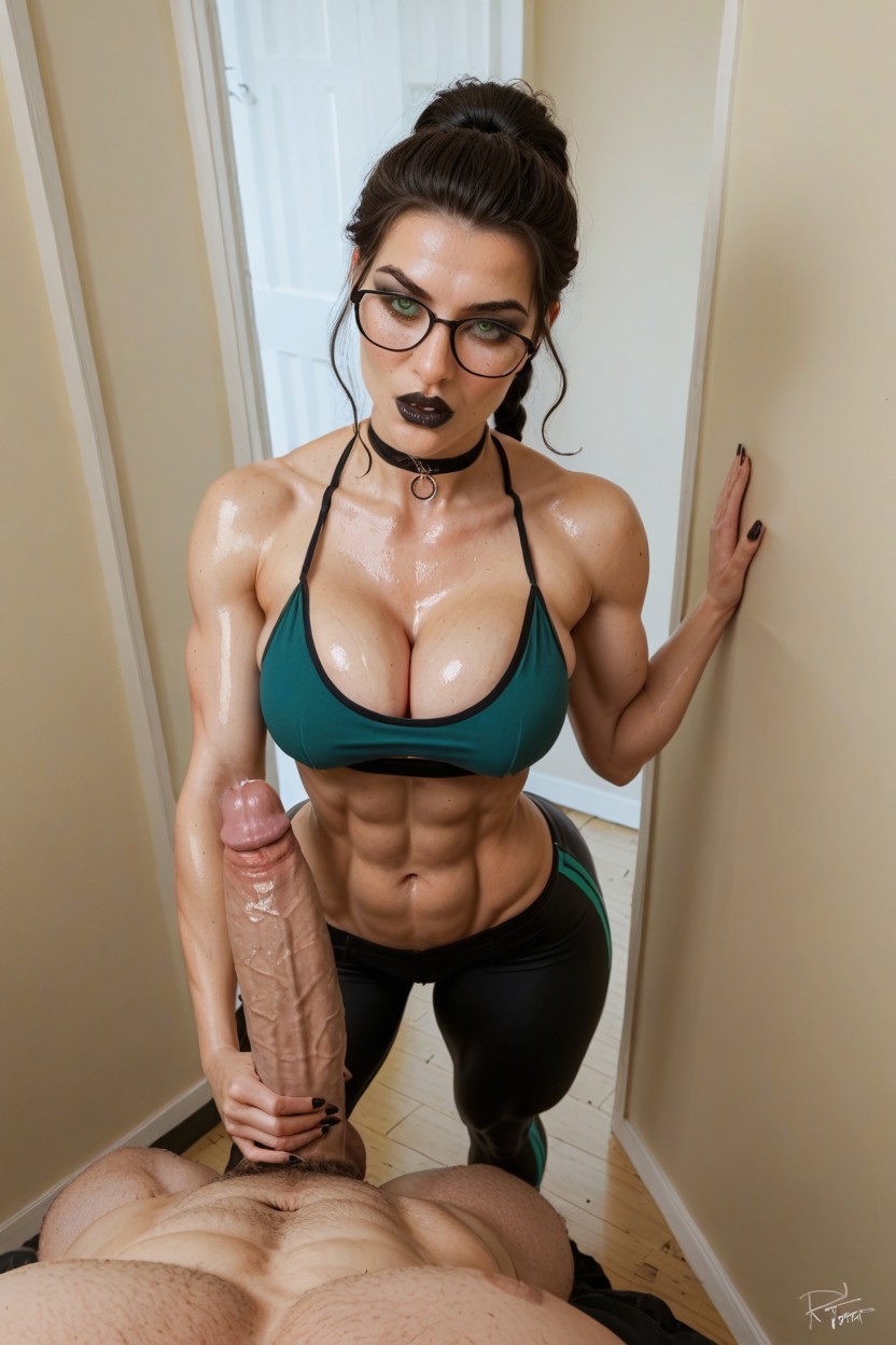 Colossal Thick Pouting Bimbo Lips, Male Pov From Above, Full Body AI Porn
