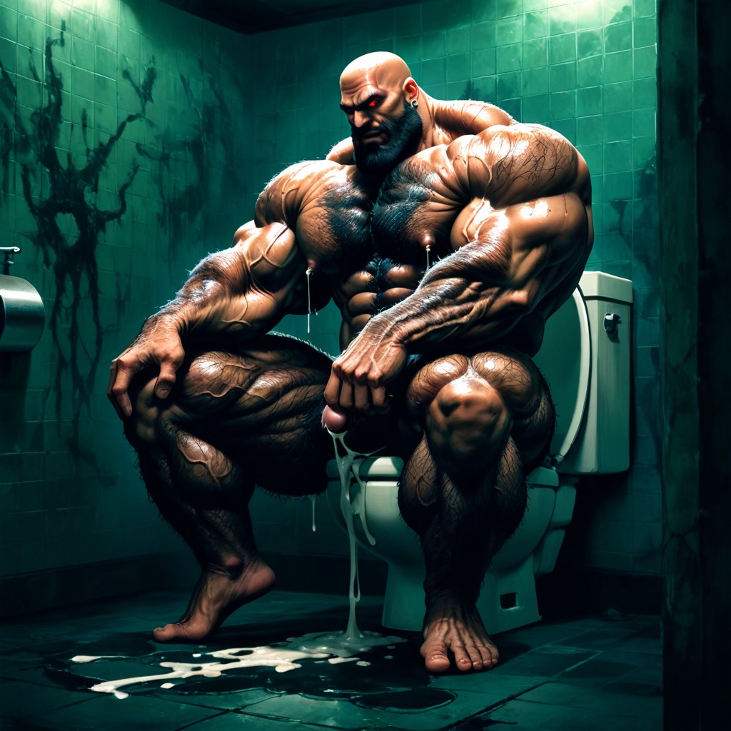 Excessive Hyper Hairy, Sweat Dripping From Face, Manly AI Gay Porn