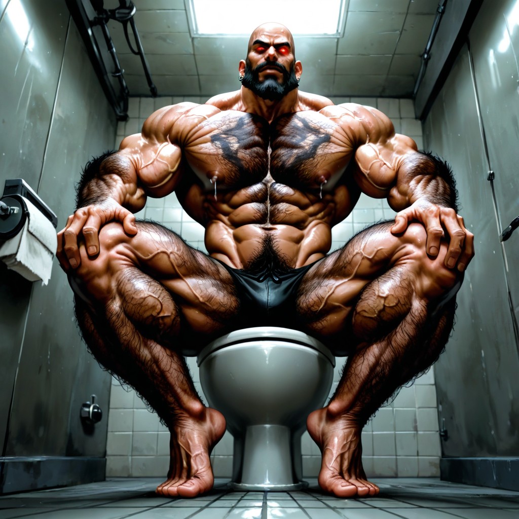 Bright Red Eyes, Bodybuilder, Manly AI Gay Porn