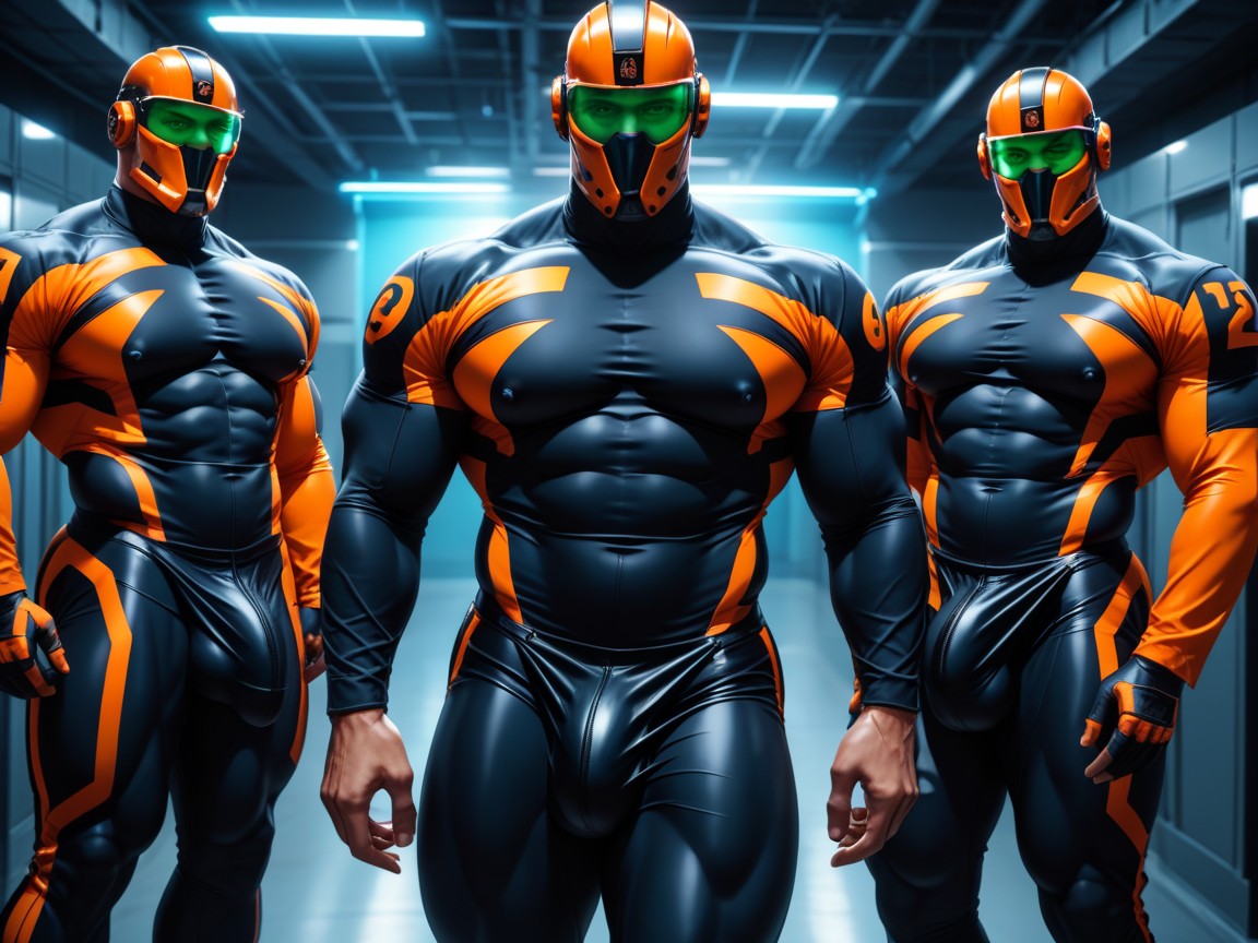 Massive Pecs And Ass, No Masks, Sleek Visor Glasses AI Gay Porn