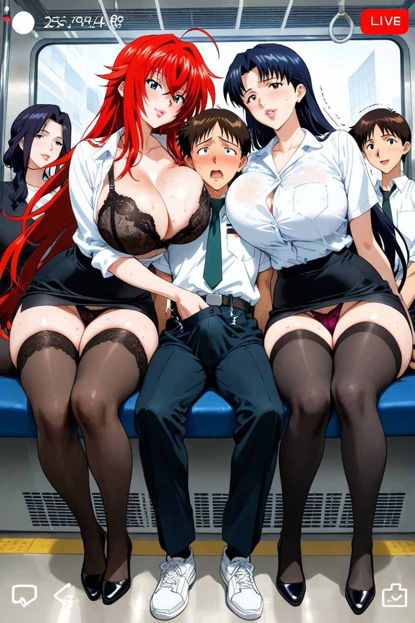 The Man Is Shinji Ikari From Evangelion, Crowd Animated With The Domination, Rias Gremory AI Porn