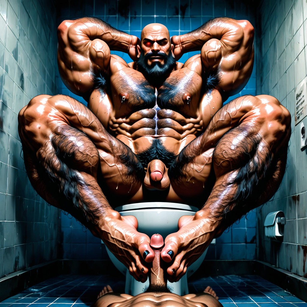 Huge Hairy Pecs, Bright Red Eyes, High Definition AI Gay Porn