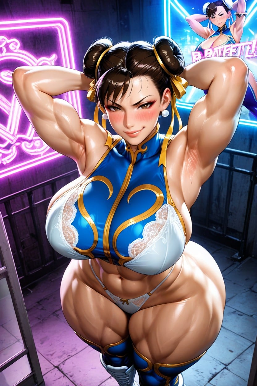 Muscular, Light Brown Eyes, Perfect Curvy Figure Hentai AI Porn