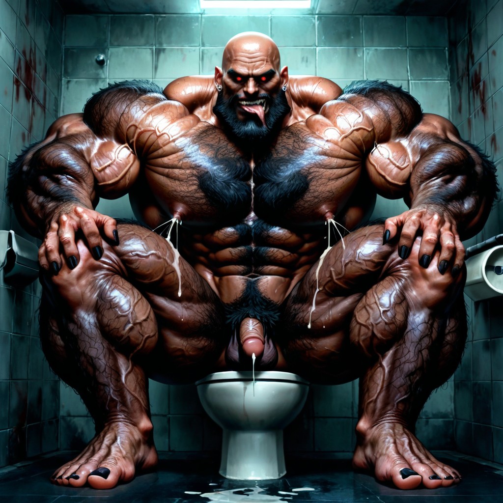 Extremely Hairy Armpits, Brute Warrior, Dimly Lit AI Gay Porn