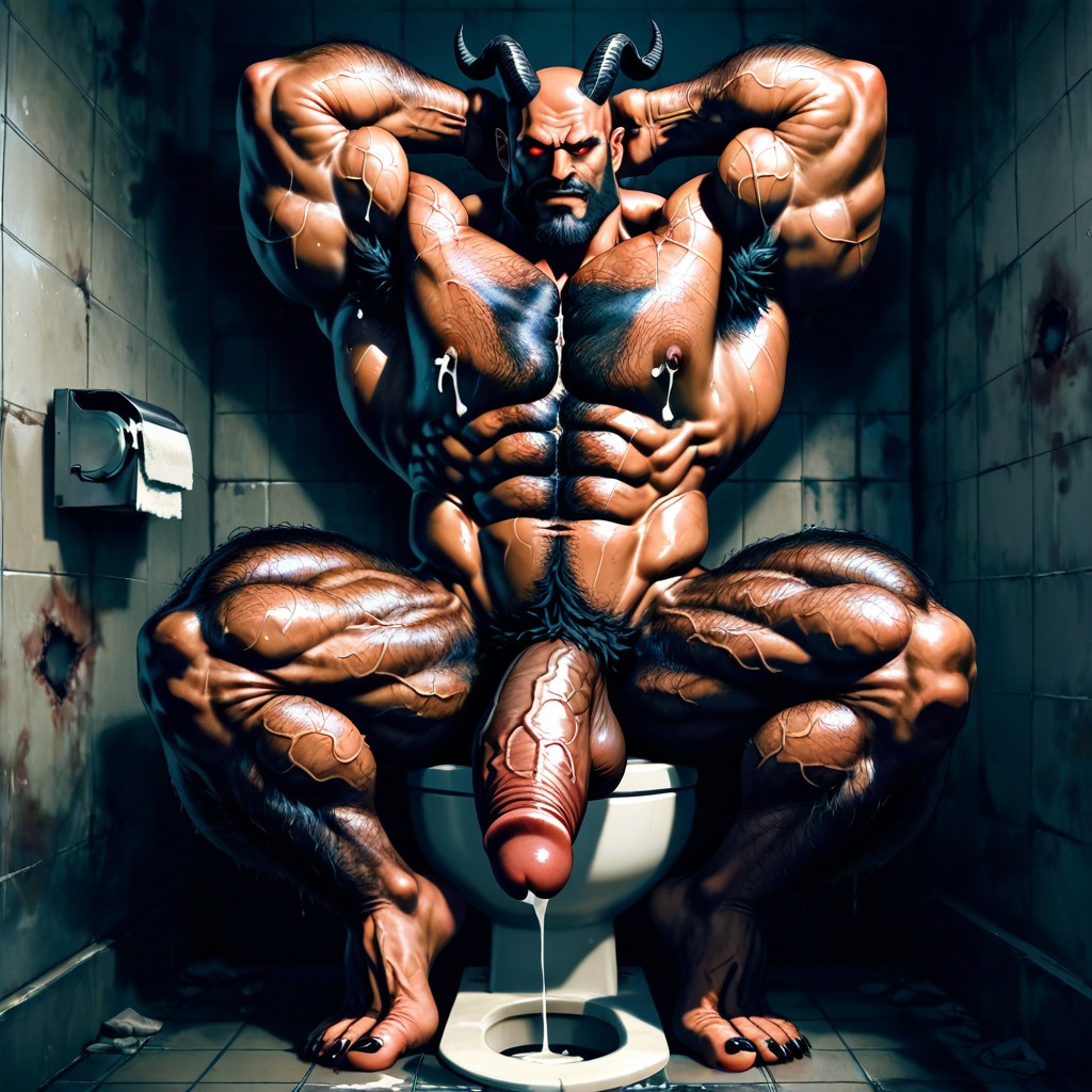 Handsome Huge Mighty Demon, Beard, Horror Movie Porno gay IA