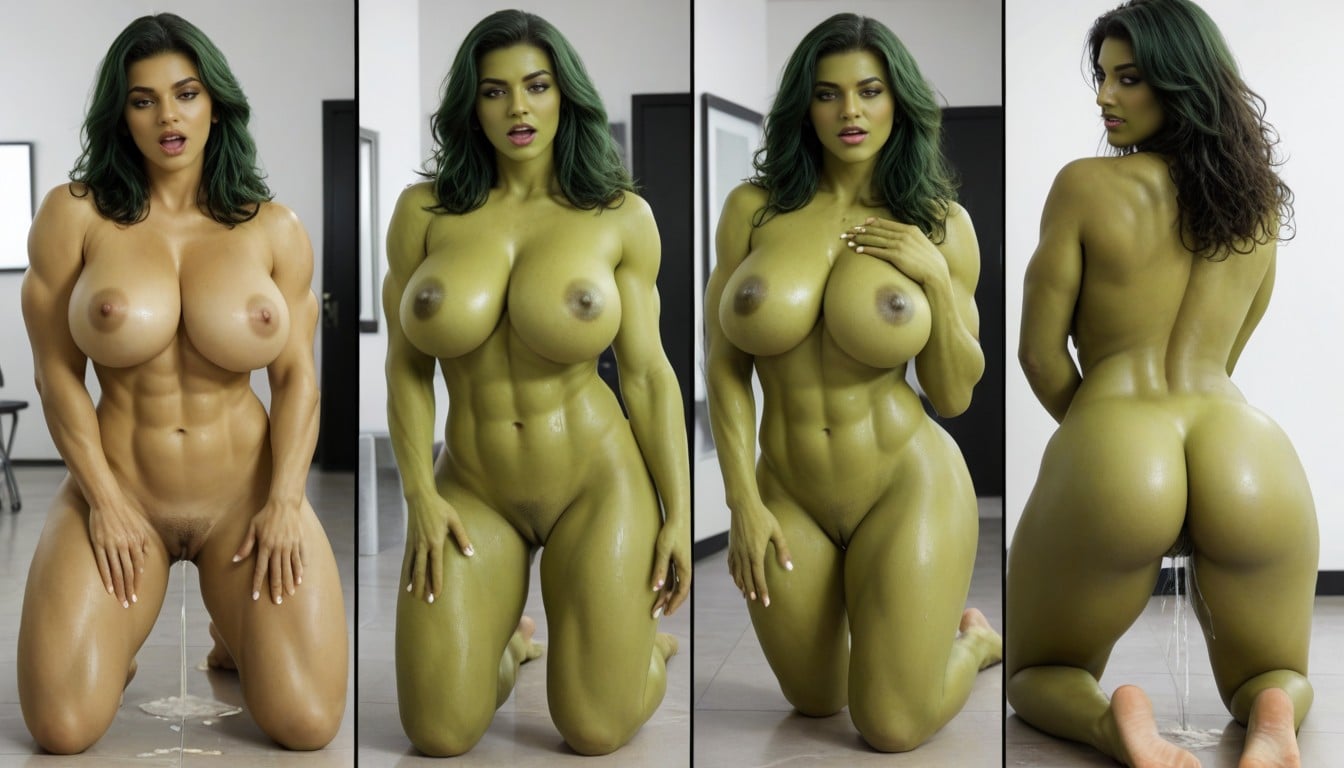 Sweat Glistening, Eyes Wide In Ecstasy, Huge Natural Tits AI Porn