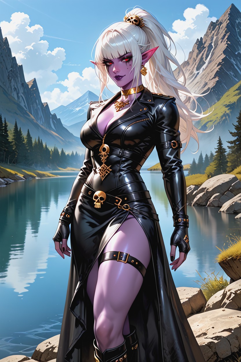 Smokey Makeup, Leather Straps, Drow Elf AI Porn