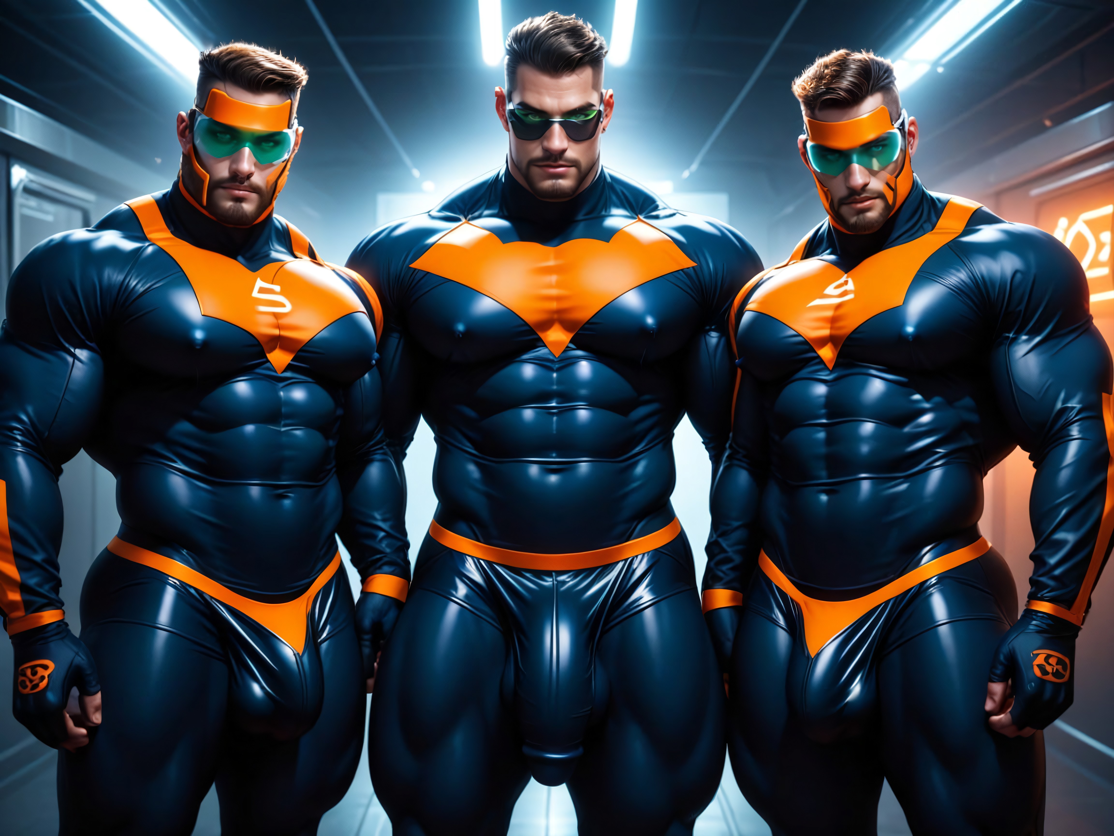 Extremely Large Ass, Form Fitting Clothes, All Clones Have Beards AI Gay Porn