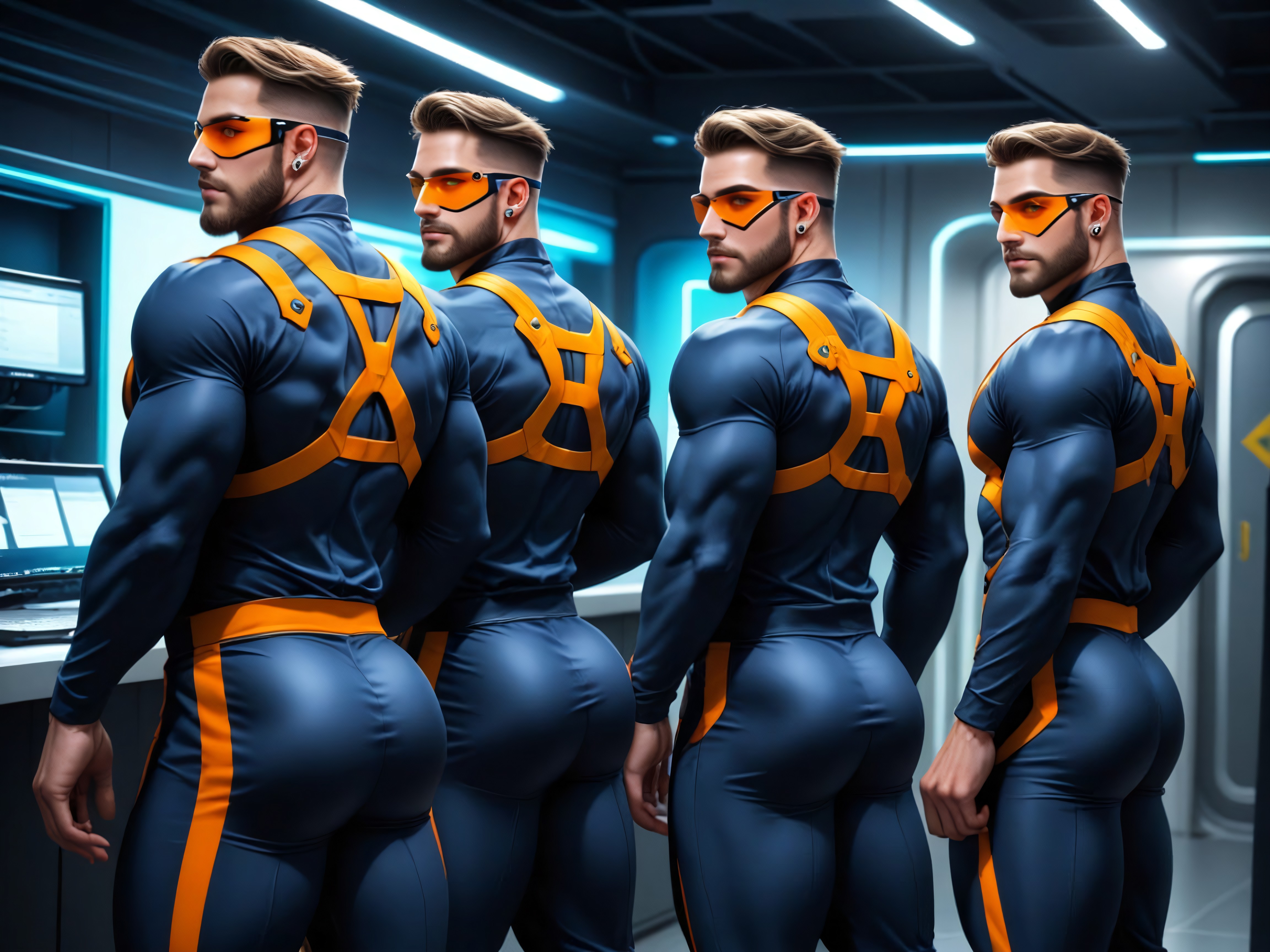 Gay, Sleek Visor Glasses, All Men Have Hypercocks AI Gay Porn