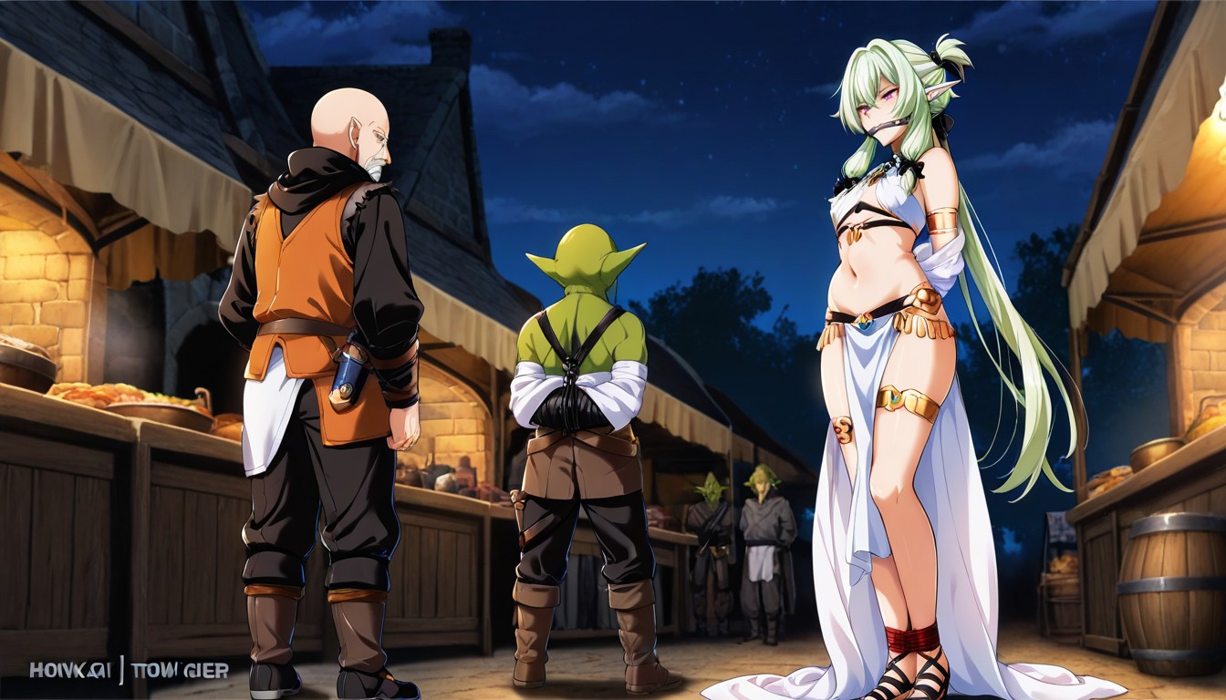 Goblin In Background, Medieval Market, Bald Goblin ヘンタイAIポルノ
