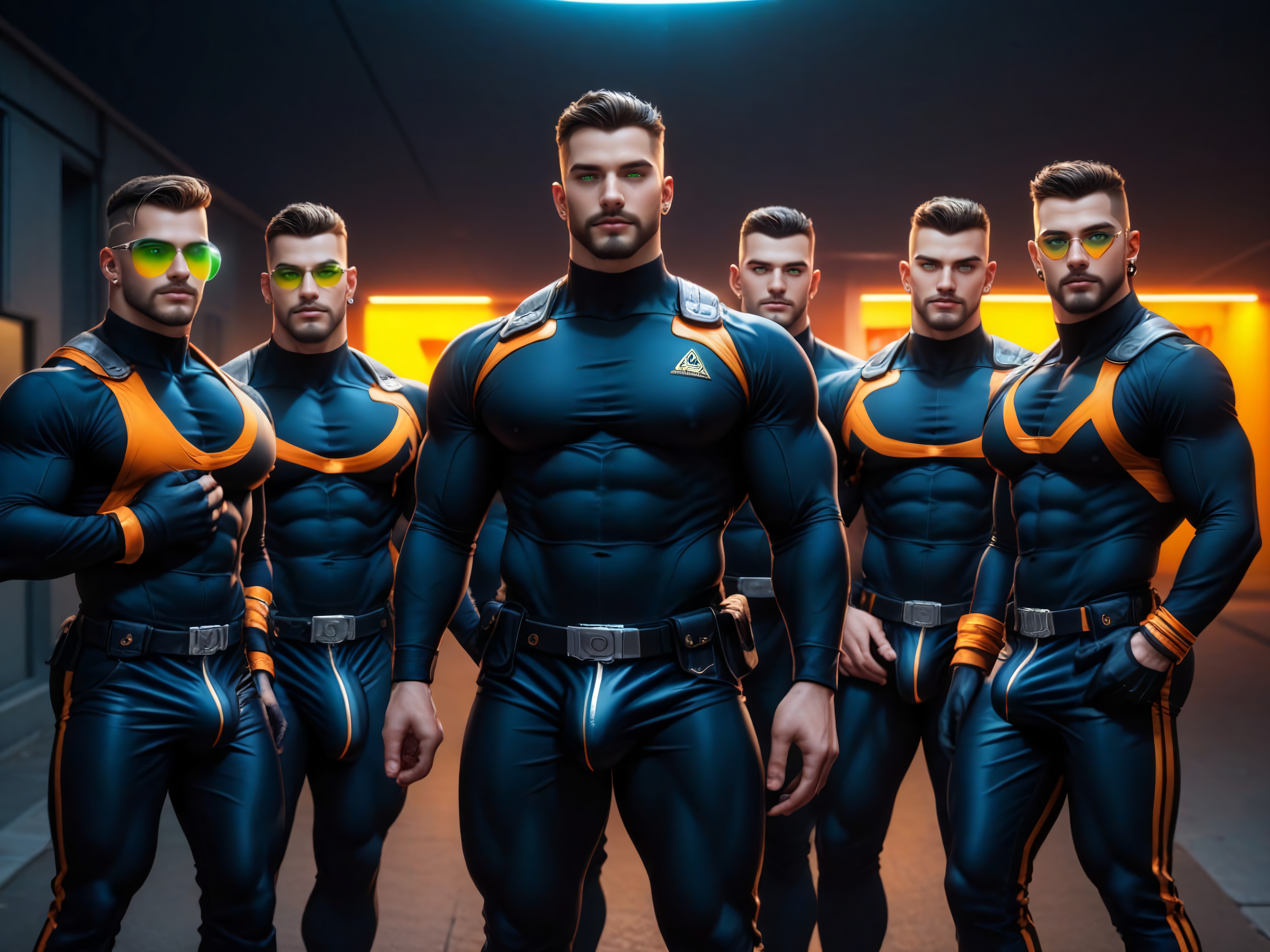 Skintight Clothing, Muscle Daddy Physique, Very Muscular AI Gay Porn