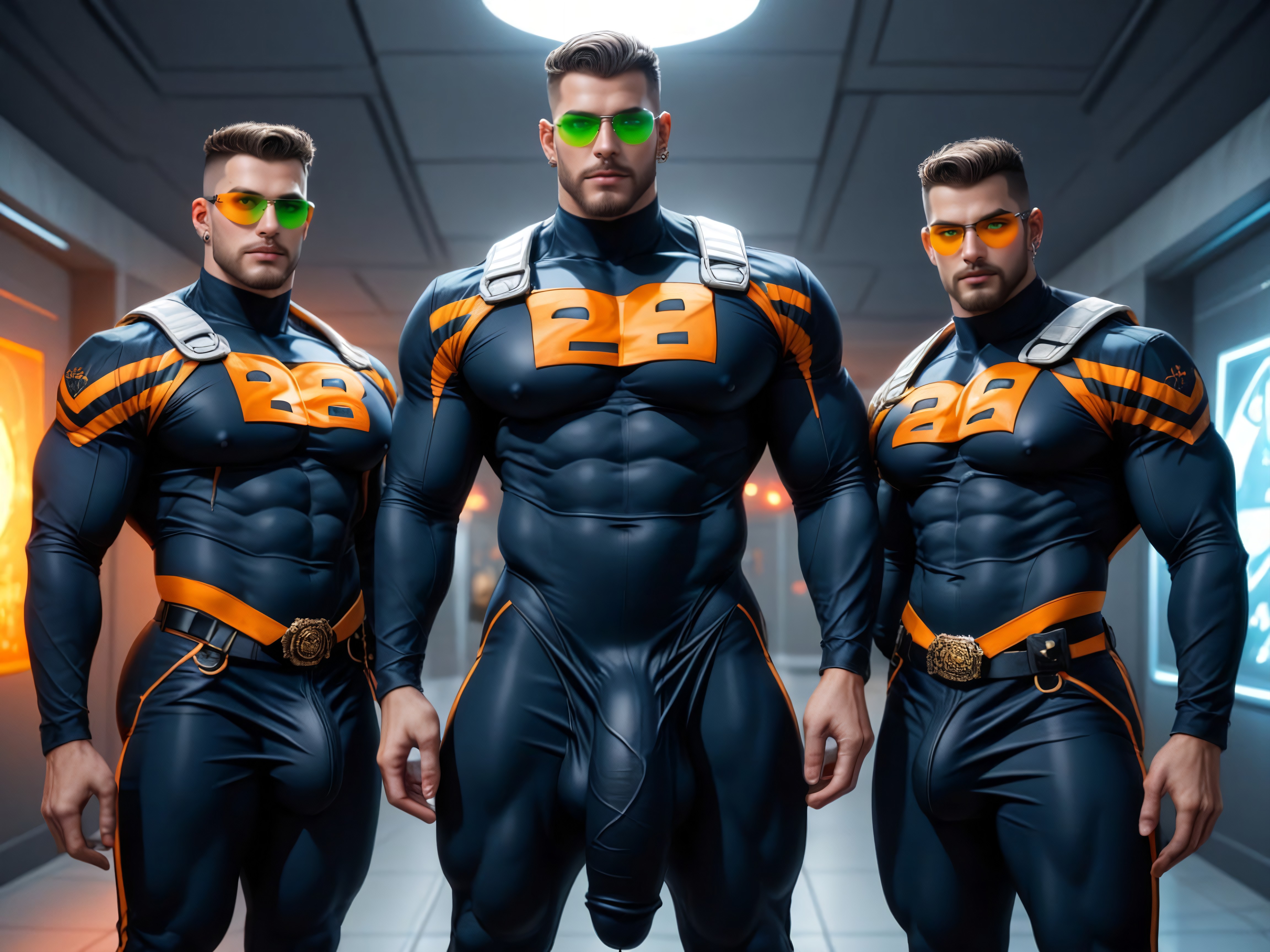 Warning, Gigantic Bulge Under Clothes, Pierced Ears AI Gay Porn