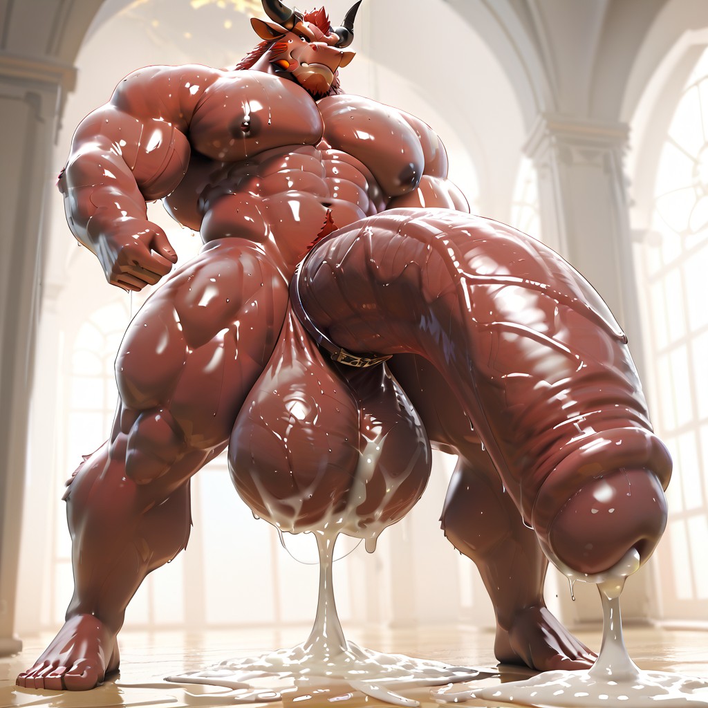 Black Stripped, Huge Muscular, Cock Furry AI Porn