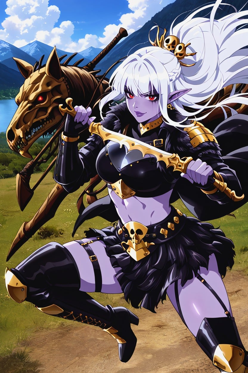 Thigh Leather Straps, Hair Fringe, Wilderness AI 포르노