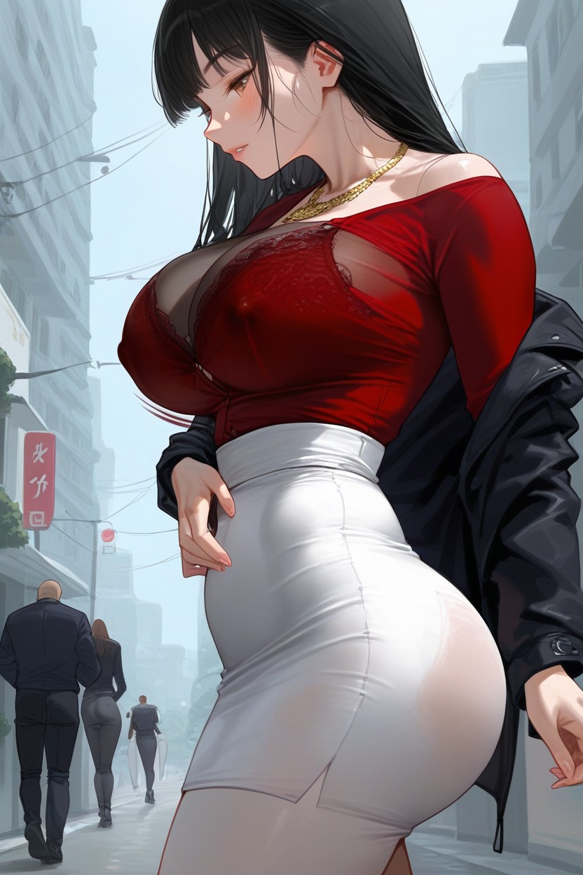 Side View, Asian, Form Fitting Clothes Hentai AI Porn