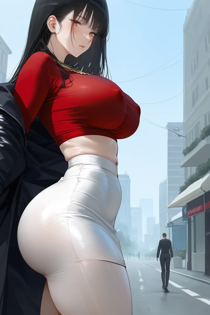 Vue De Côté, Perfect Body, Vêtements Ajustés Porno IA Hentai