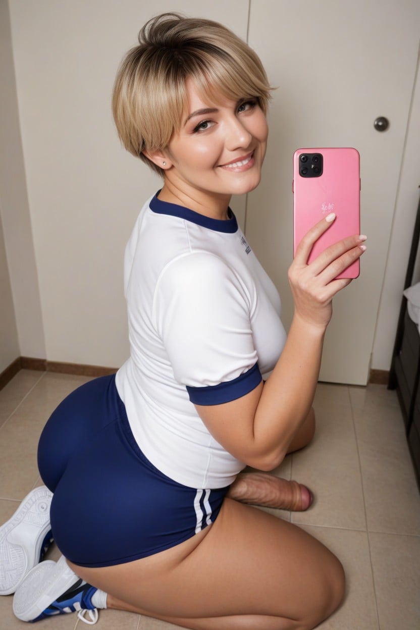 Thick Thighs, Tomboy Very Shortcut Hair, Tan Line On Ass Shemale AI Porn