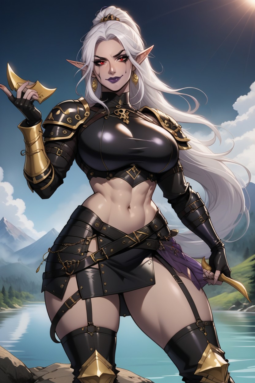 Smug Expression, Leather Straps, Perfect Body AI Porn