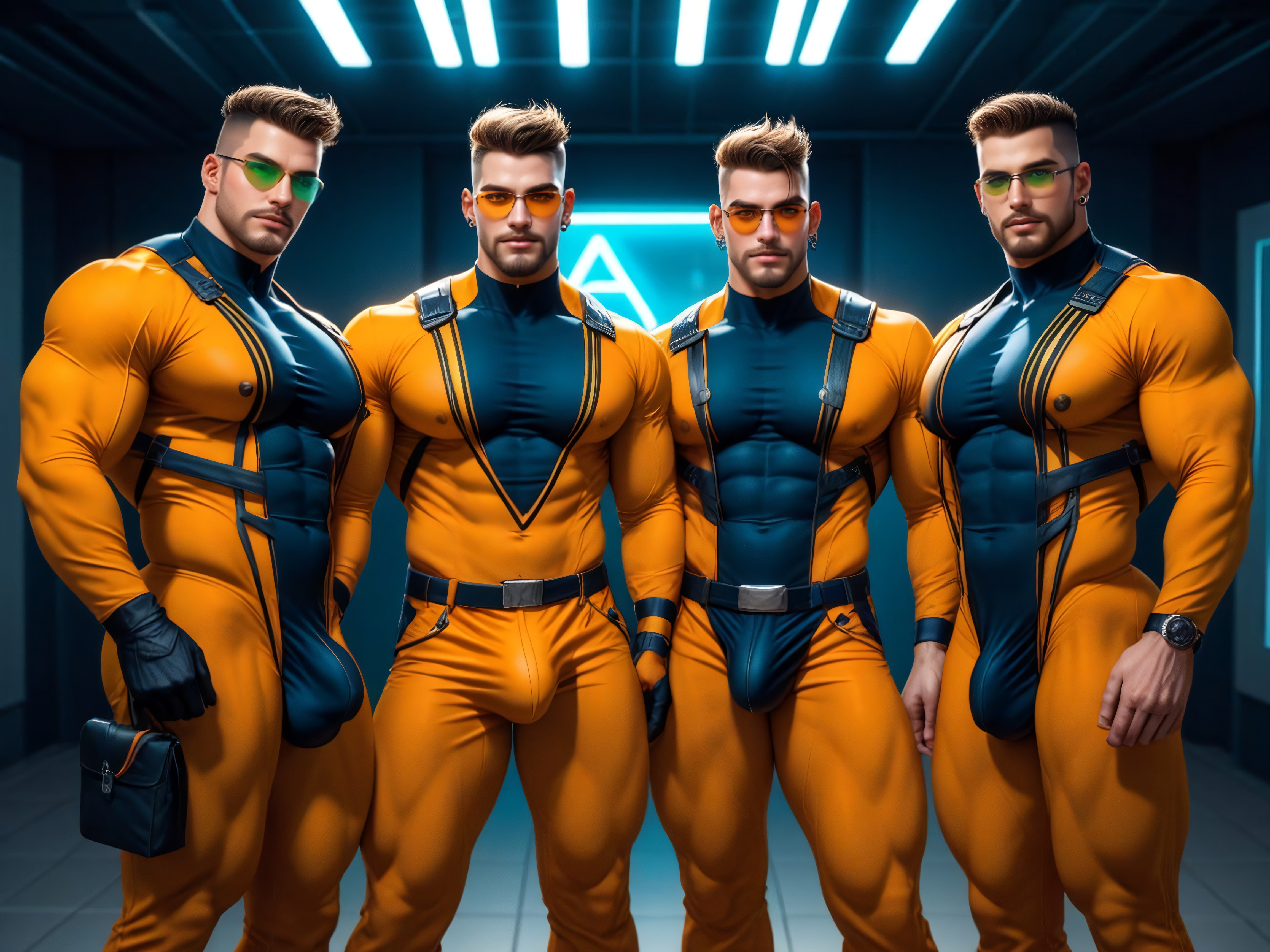 Many Clones That Look Like Gordon Freeman From Half-life Game, Muscle Daddy Physique, Green Eyes AI Gay Porn