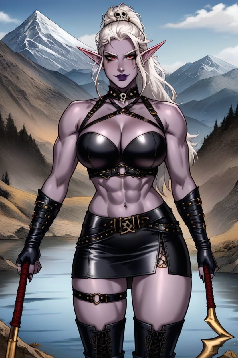 Feminine Body Type, Thighs Exposed, Armored Skirt AI Porn